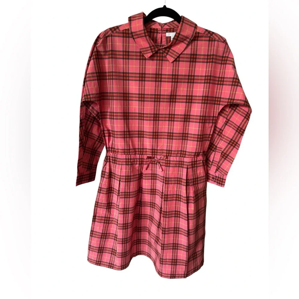 Burberry Pink Plaid Long Sleeve coral red kids Dress size 14y US